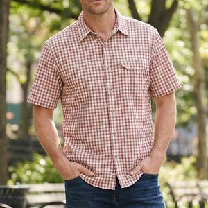 The North Face Men Red Plaid Button Down Short Sleeve Grandpacore Outdoor Large